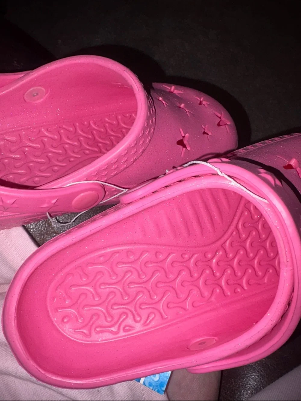 New Girls Pink Star-Cutout Slip-On Sandals size 2/3